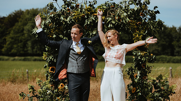 A fun and colourful and relaxed festival style wedding celebration in Horsted Keynes, West Sussex