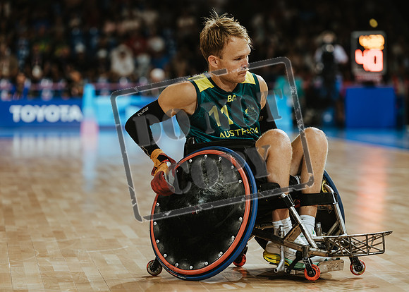 Wheelchair rugby at the Champs de Mar Stadium at the Paris Paralympics 2024 between Paralympics Gb and Paralympics Australia and Paralympics USA and Paralympics Canada