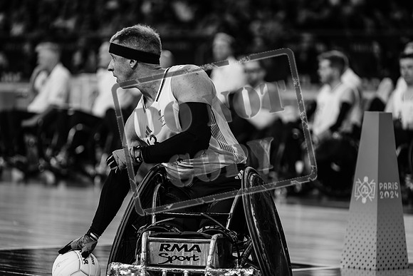 Wheelchair rugby at the Champs de Mar Stadium at the Paris Paralympics 2024 between Paralympics Gb and Paralympics Australia and Paralympics USA and Paralympics Canada