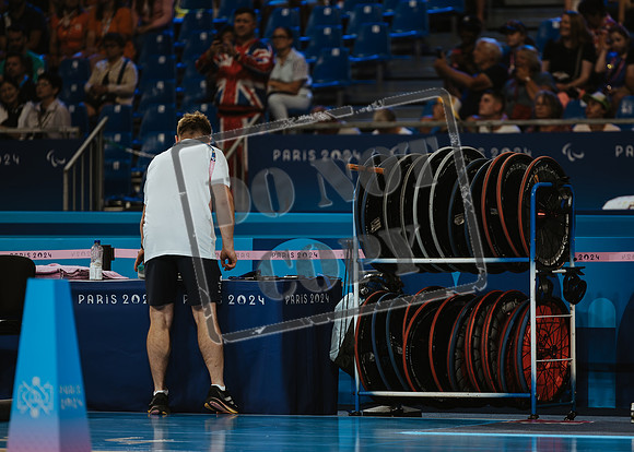 Wheelchair rugby at the Champs de Mar Stadium at the Paris Paralympics 2024 between Paralympics Gb and Paralympics Australia and Paralympics USA and Paralympics Canada