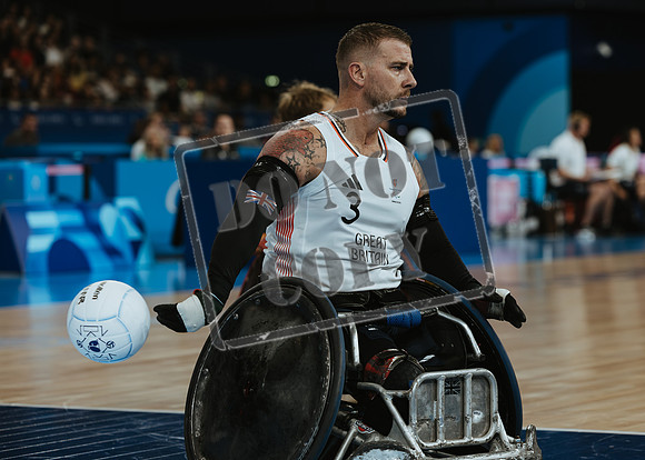 Wheelchair rugby at the Champs de Mar Stadium at the Paris Paralympics 2024 between Paralympics Gb and Paralympics Australia and Paralympics USA and Paralympics Canada