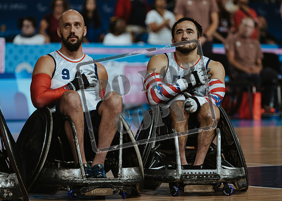 Wheelchair rugby at the Champs de Mar Stadium at the Paris Paralympics 2024 between Paralympics Gb and Paralympics Australia and Paralympics USA and Paralympics Canada