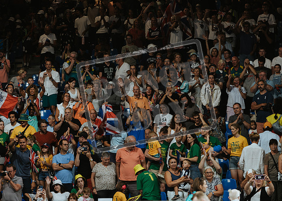 Wheelchair rugby at the Champs de Mar Stadium at the Paris Paralympics 2024 between Paralympics Gb and Paralympics Australia and Paralympics USA and Paralympics Canada
