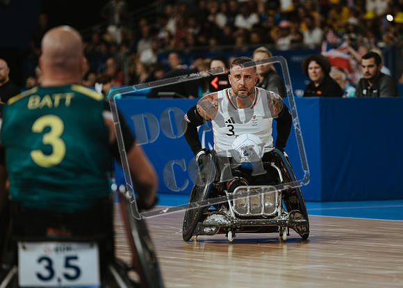 Wheelchair rugby at the Champs de Mar Stadium at the Paris Paralympics 2024 between Paralympics Gb and Paralympics Australia and Paralympics USA and Paralympics Canada