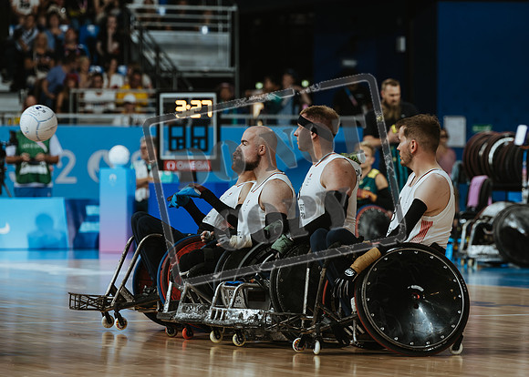 Wheelchair rugby at the Champs de Mar Stadium at the Paris Paralympics 2024 between Paralympics Gb and Paralympics Australia and Paralympics USA and Paralympics Canada