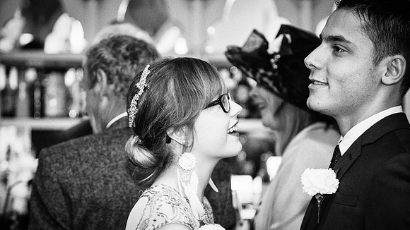 Documentary style portrait of guests at a wedding at Brands Hatch place Hotel in Kent